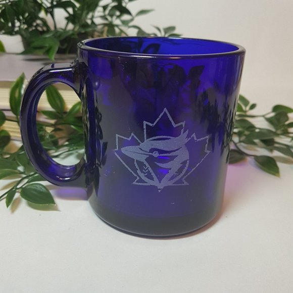 Vintage Blue Jays Baseball Mug Teacup Translucent Cobalt Blue MLB Retro - Picture 4 of 9